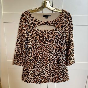 Boston Proper Beyond Travel Collection Animal Print Cut Out Top
